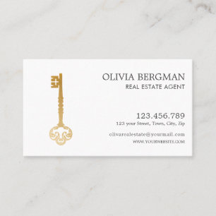 Elegant Gold Key Professional Real Estate Business Card