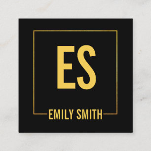 Elegant Gold Kiss and Frame Monogram Square Business Card