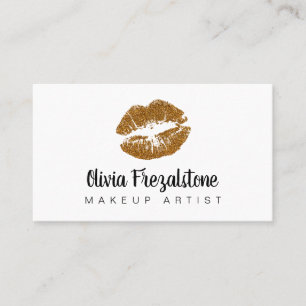 Elegant Gold Kiss Make Up Artist Business Cards