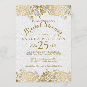 Elegant Gold Lace Bridal Shower Invitation