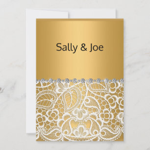 Elegant GOLD Lace Diamond Wedding Invitation