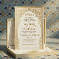 Elegant Gold Lace Islamic Nikkah Wedding