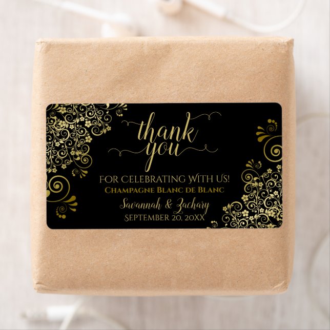 Elegant Gold Lace on Black Budget Wedding Favor (Insitu)