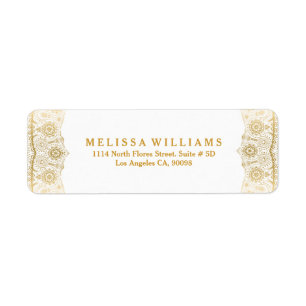 Elegant Gold Lace On White Background