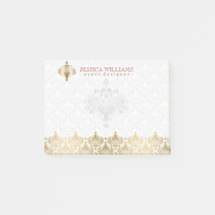 Elegant Gold Lace White Plush Damasks Post-it Notes