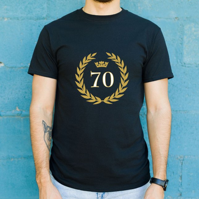 Elegant Gold Laurel Wreath Crown 70th Birthday Tri-Blend Shirt (Creator Uploaded)