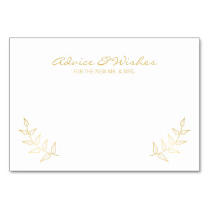 Elegant Gold Laurels Wedding Advice and Wishes Table Number