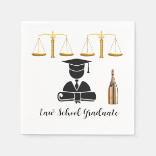 Elegant Gold Law School Graduate Paper  Napkin