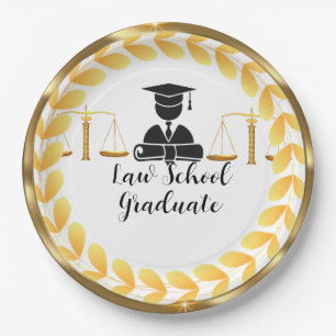 Elegant Gold Law School Graduate Paper Paper Plate