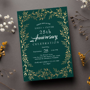Elegant Gold Leaf Anniversary Invitation