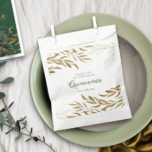 Elegant Gold Leaf Emerald Green Quinceanera Favour Bags