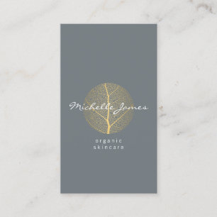 Elegant Gold Leaf Logo on Slate II Business Card