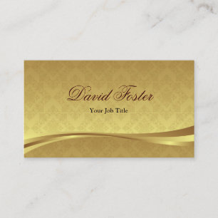 Elegant Gold Leaf Look with Luxury Damask Business Card