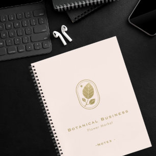 Elegant Gold Leaf Minimal Botanical Cream Pink Notebook
