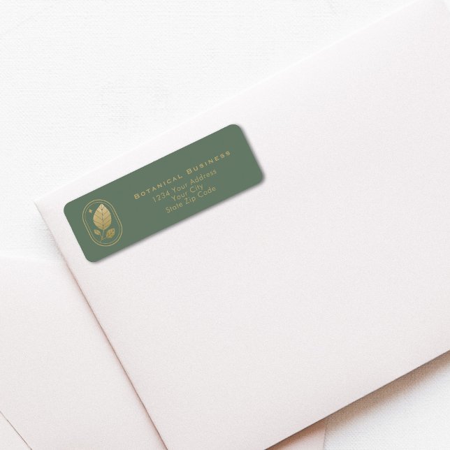 Elegant Gold Leaf Minimal Botanical Green (Elegant Gold Leaf Minimal Botanical Green Label)