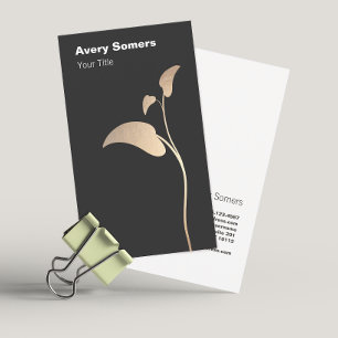 Elegant Gold Leaf Simple Black Business Card