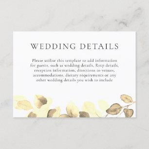  Elegant Gold Leaf Wedding Details Reception Enclosure Card