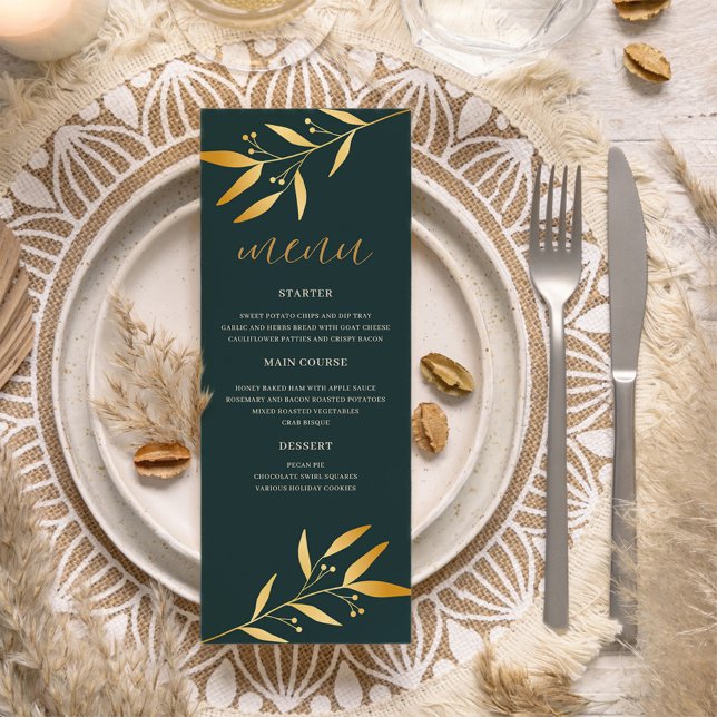Elegant Gold Leaf Wedding Menu (Creator Uploaded)