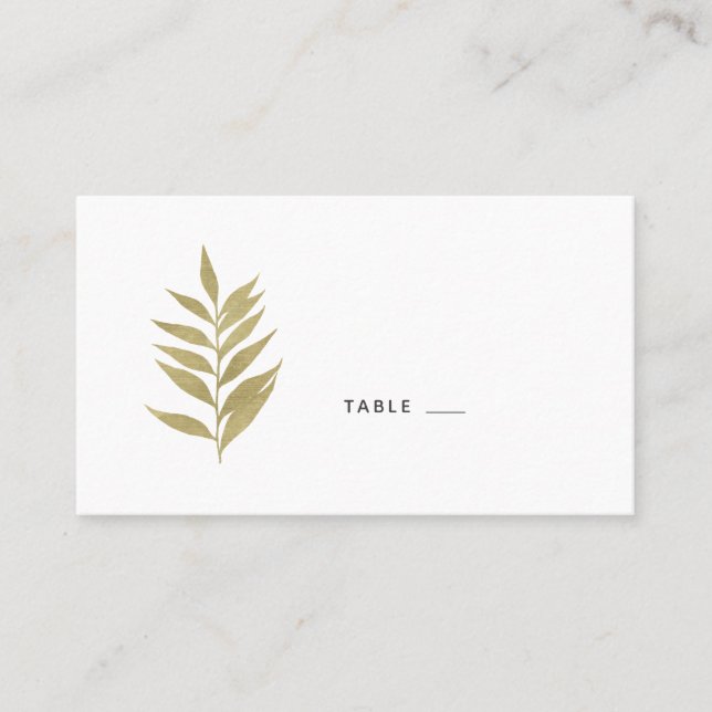 Elegant Gold Leaf Wedding Place Card Escort Card (Front)