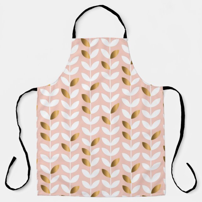 Elegant Gold Leafs: Rosy Vintage. Apron (Front)