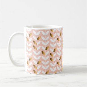Elegant Gold Leafs: Rosy Vintage. Coffee Mug