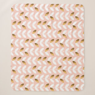 Elegant Gold Leafs: Rosy Vintage. Sherpa Blanket