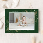Elegant Gold Leaves 2 Photo Christmas Family Card<br><div class="desc">Elegant Gold Leaves 2 Photo Christmas Family Card. Gold Stars Green Christmas Happy Holidays Card</div>