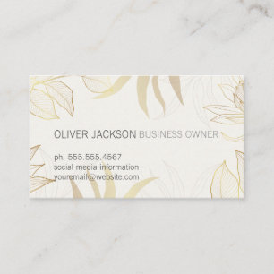 Elegant Gold Leaves Illustration  Business Card