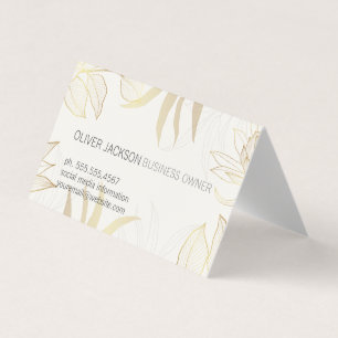 Elegant Gold Leaves Illustration  Business Card