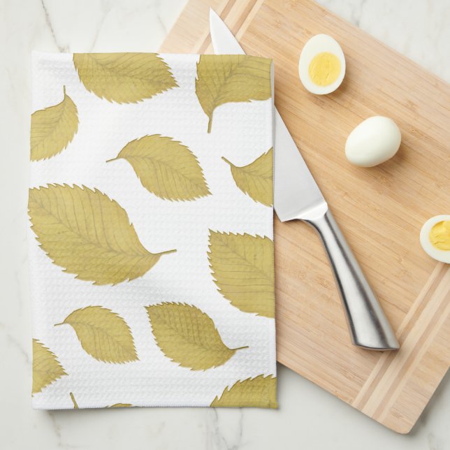 Elegant Gold  Leaves Kitchen towel (Quarter Fold)