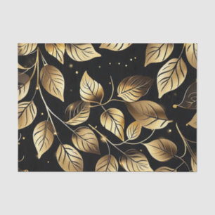 Elegant Gold Leaves on Black Tissue Paper