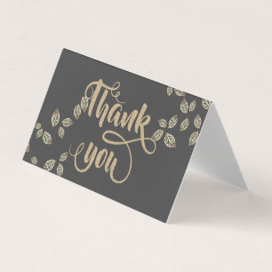 Elegant Gold Leaves Thank You Card