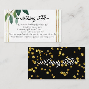 Elegant Gold Leaves Wishing Well for Wedding Enclosure Card