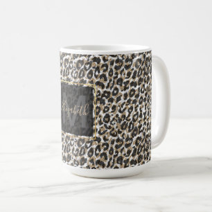 Elegant gold leopard animal print pattern coffee mug