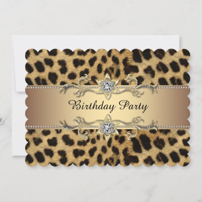 Elegant Gold Leopard Birthday Party Invitation (Front)