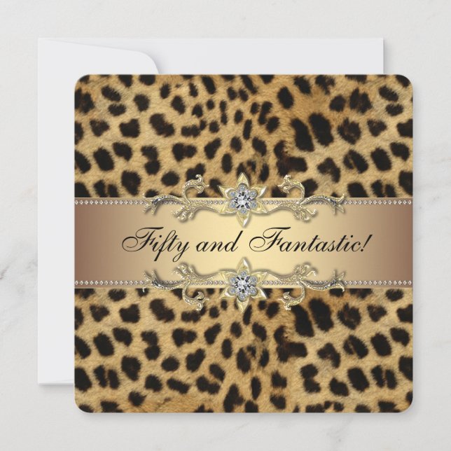 Elegant Gold Leopard Birthday Party Invitation (Front)