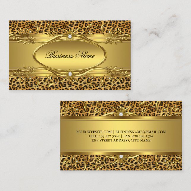 Elegant Gold Leopard print Business Card (Front/Back)
