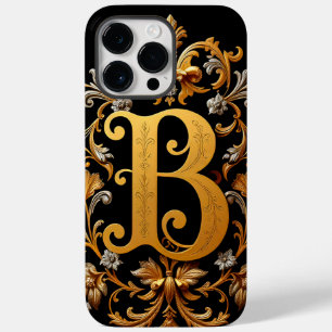 Elegant Gold Letter B with Floral Decorations Case-Mate iPhone 14 Pro Max Case