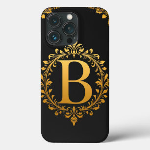 Elegant Gold Letter B with Floral Decorations iPhone 13 Pro Case