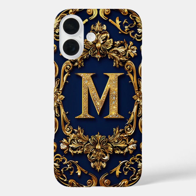 Elegant Gold Letter M Decoration Case-Mate iPhone Case (Back)