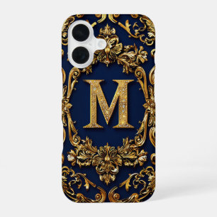 Elegant Gold Letter M Decoration iPhone 16 Case