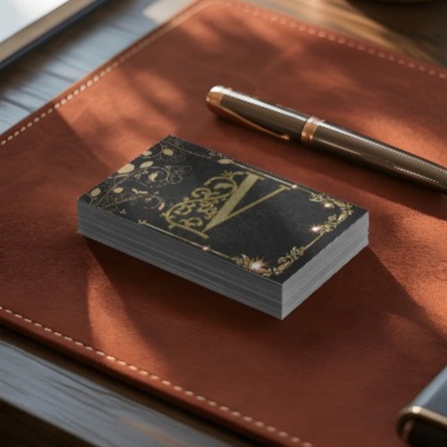 Elegant Gold Letter Monogram Professional  Business Card (Creator Uploaded)