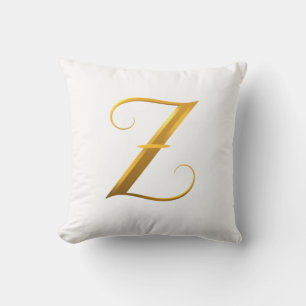 Elegant Gold Letter Z on Light Background Cushion