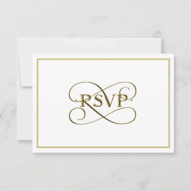Elegant Gold Lettering RSVP Cards (Front)