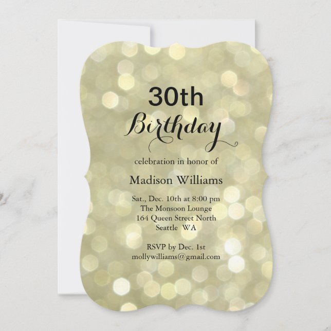 Elegant Gold Lights 30th Birthday Invitation (Front)