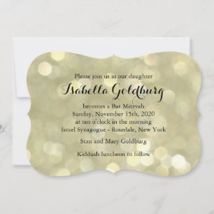 Elegant Gold Lights Bat Mitzvah Invitation