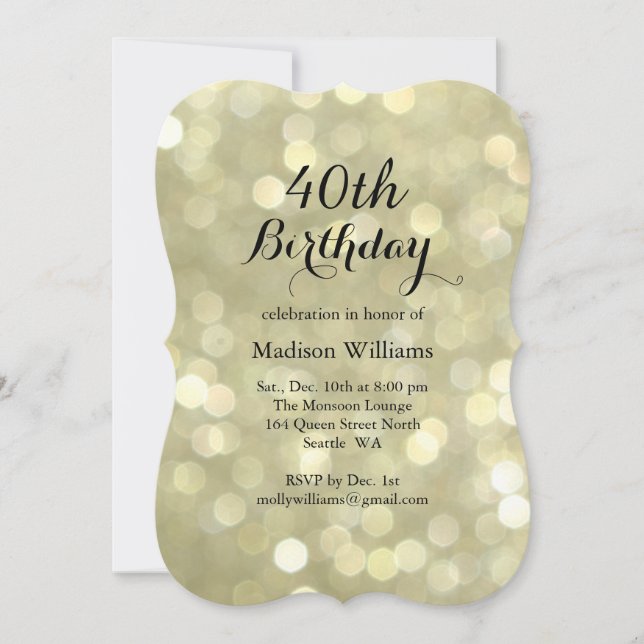 Elegant Gold Lights Birthday Invitation (Front)
