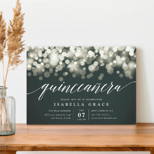 Elegant Gold Lights Quinceanera Invitation