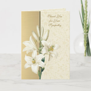 Elegant Gold Lily  Christian Condolence Thank You