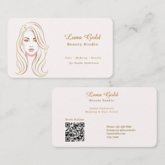 Elegant Gold Line Art Beauty Salon Business Card